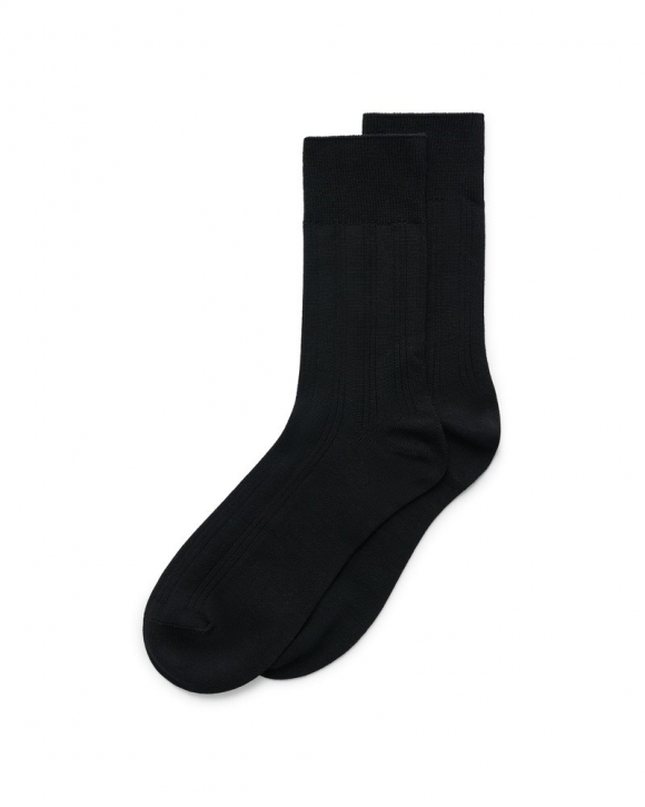 ECCO Herren Gerippte Socken - Schwarz