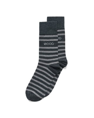 ECCO Herren Halbhohe Socken mit Streifen - Grau