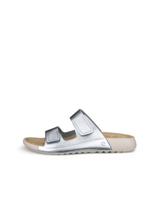 ECCO Cozmo Damen Ledersandale mit zwei Riemen - Metallic
