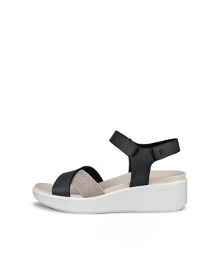 ECCO Flowt Wedge LX Damen Nubukleder Sandale mit Keilabsatz - Schwarz