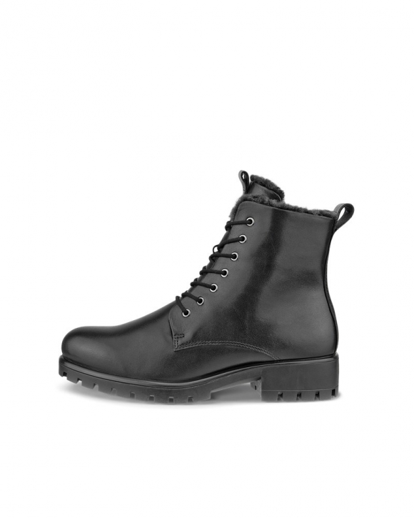 ECCO Modtray Damen Halbhoher Schnürstiefel aus Leder - Schwarz
