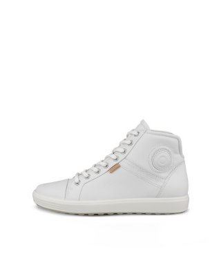 ECCO Soft 7 Damen High-Top Sneaker aus Leder - Weiß