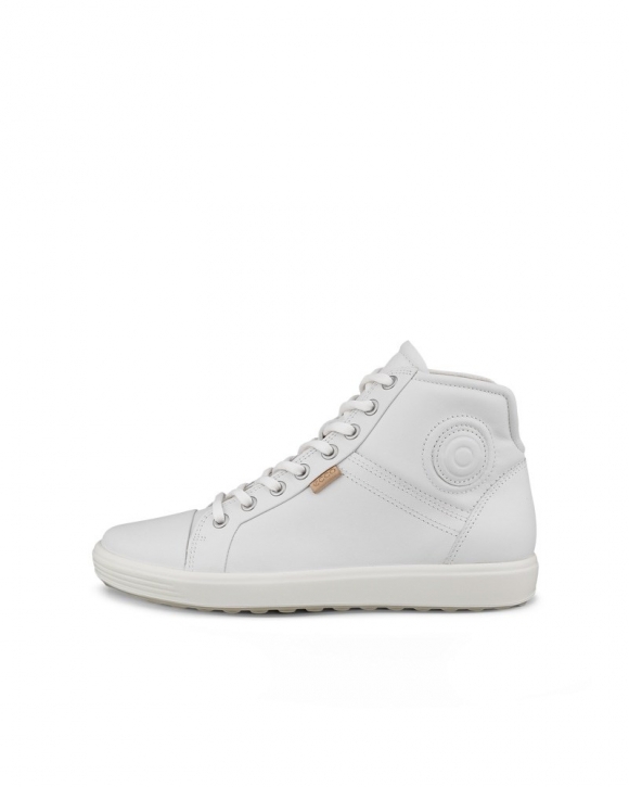 ECCO Soft 7 Damen High-Top Sneaker aus Leder - Weiß