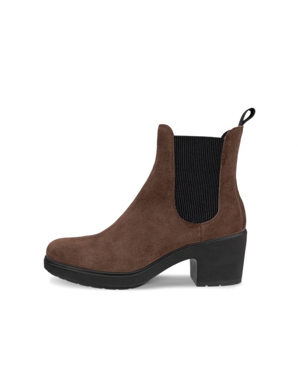 ECCO Metropole Zurich Damen Chelsea Boot aus Veloursleder - Braun