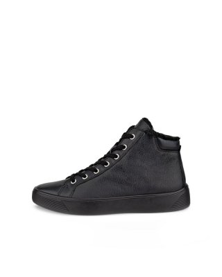 ECCO Street Tray Damen High-Top Sneaker aus Leder - Schwarz