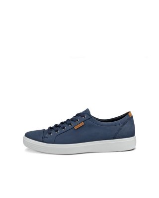 ECCO Soft 7 Herren Sneaker aus Nubukleder - Blau