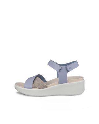 ECCO Flowt Wedge LX Damen Nubukleder Sandale mit Keilabsatz - Blau