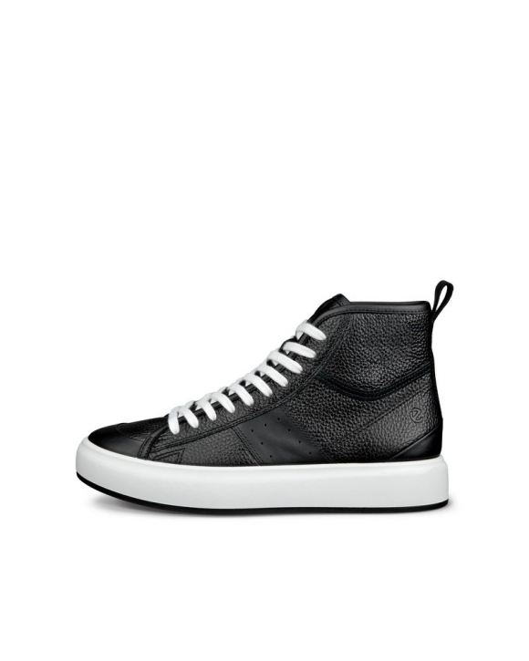 ECCO Street Ace Damen High-Top Sneaker aus Leder - Schwarz
