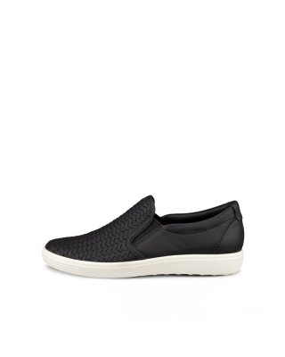 ECCO Soft 7 Damen Slip-on-Ledersneaker - Schwarz ECCO Soft 7 Damen Slip-on-Ledersneaker - Schwarz