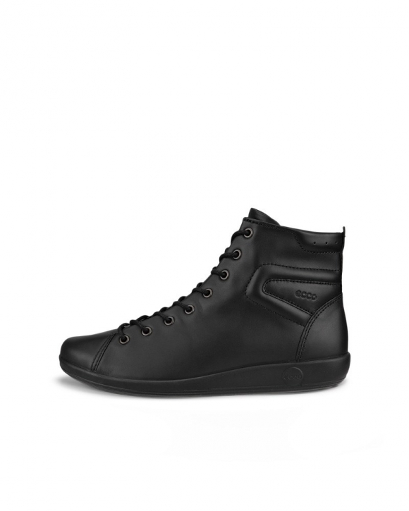 ECCO Soft 2.0 Damen High-Top Sneaker aus Leder - Schwarz