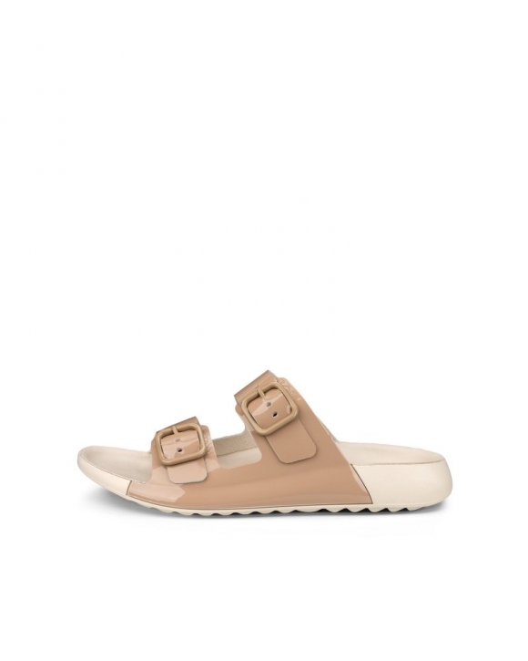 ECCO Cozmo Damen Ledersandale mit zwei Riemen - Beige