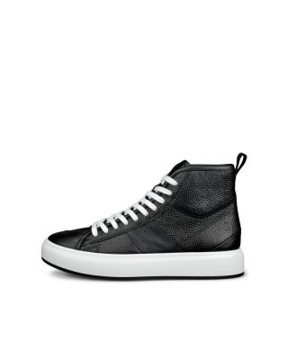 ECCO Street Ace Damen High-Top Sneaker aus Leder - Schwarz