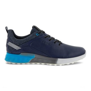ECCO Golf S-Three Herren Golfschuh aus Leder mit Gore-Tex - Blau