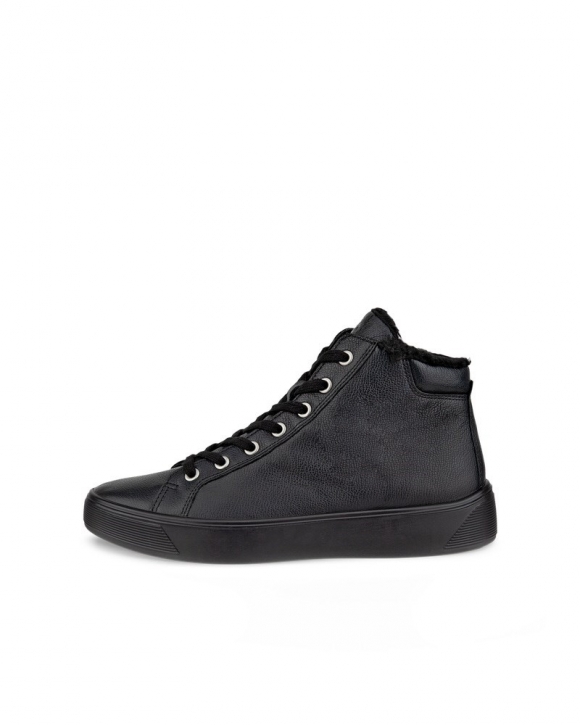 ECCO Street Tray Damen High-Top Sneaker aus Leder - Schwarz