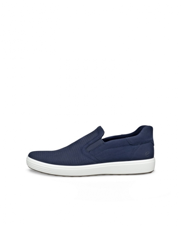 ECCO Soft 7 Herren Sneaker aus Nubukleder - Blau