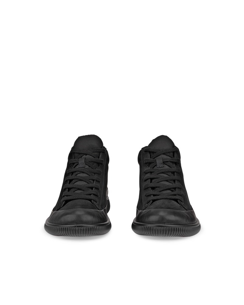 ECCO SOFT ZERO Damen Wasserdichte Halbhoher Stiefel aus Nubukleder - Schwarz