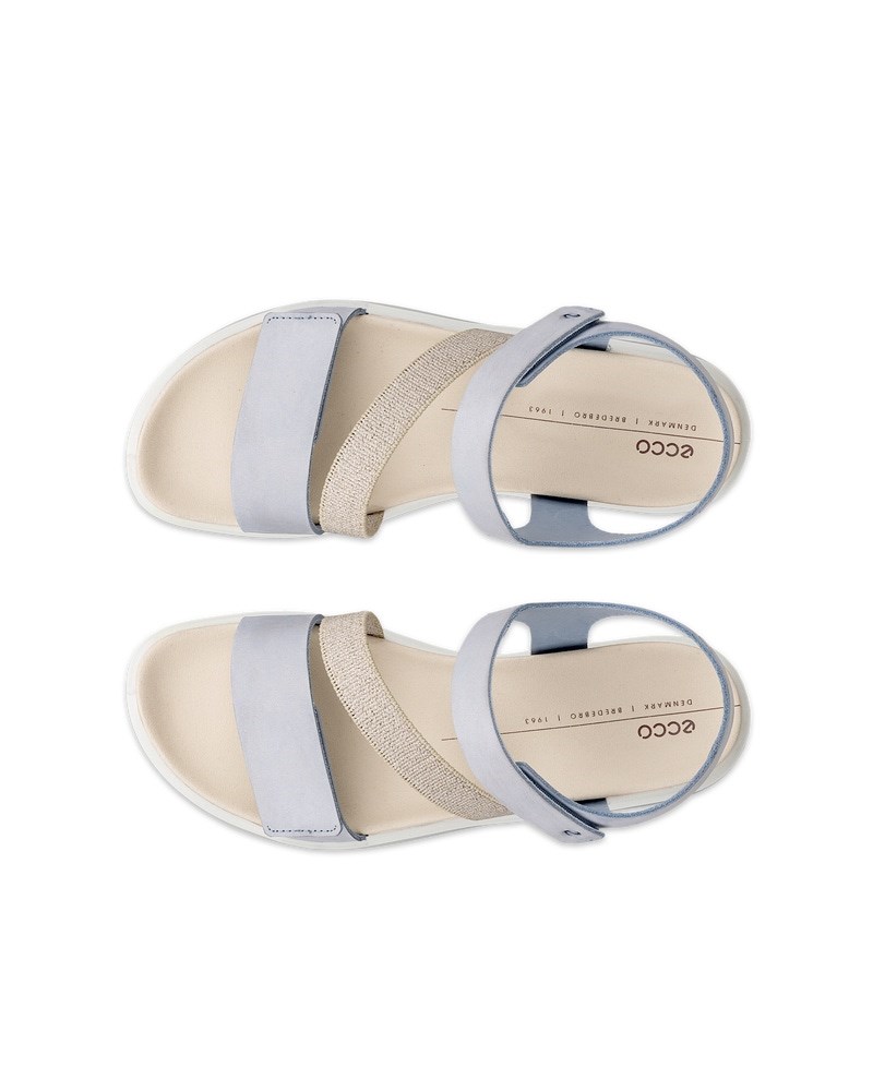 ECCO Flowt Damen Nubukleder Sandale mit Keilabsatz - Blau