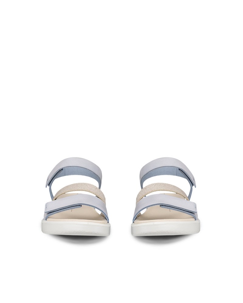 ECCO Flowt Damen Nubukleder Sandale mit Keilabsatz - Blau