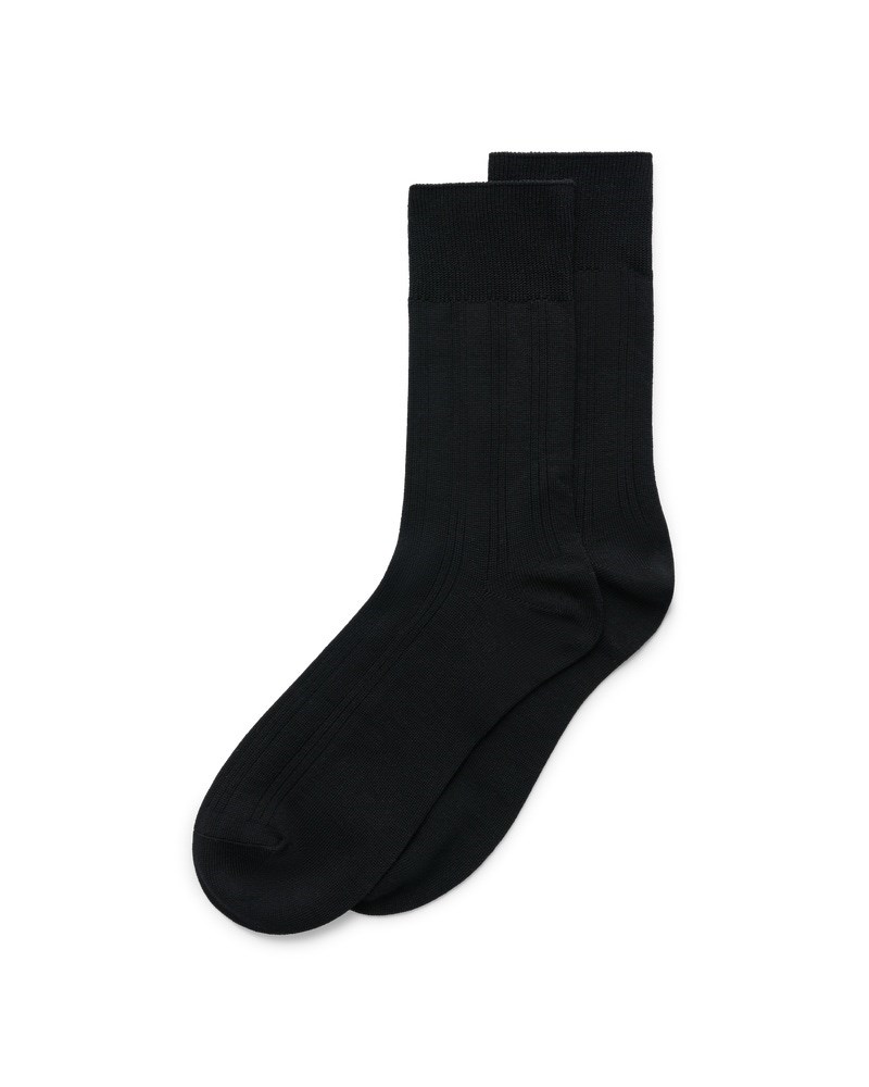ECCO Herren Gerippte Socken - Schwarz