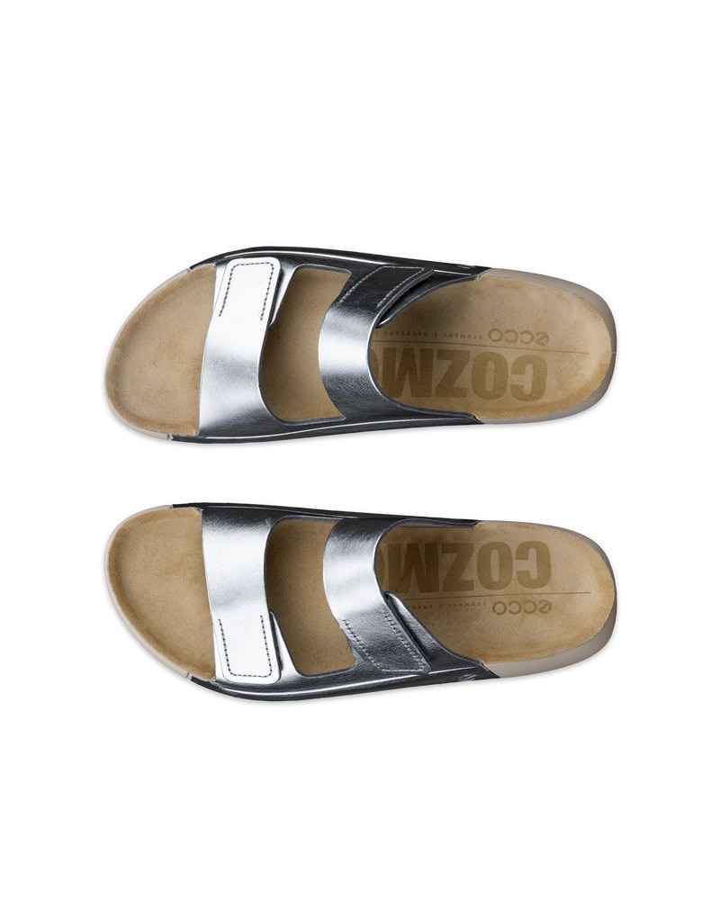 ECCO Cozmo Damen Ledersandale mit zwei Riemen - Metallic