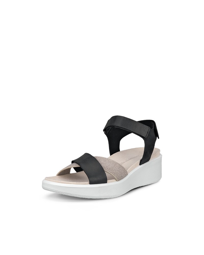 ECCO Flowt Wedge LX Damen Nubukleder Sandale mit Keilabsatz - Schwarz