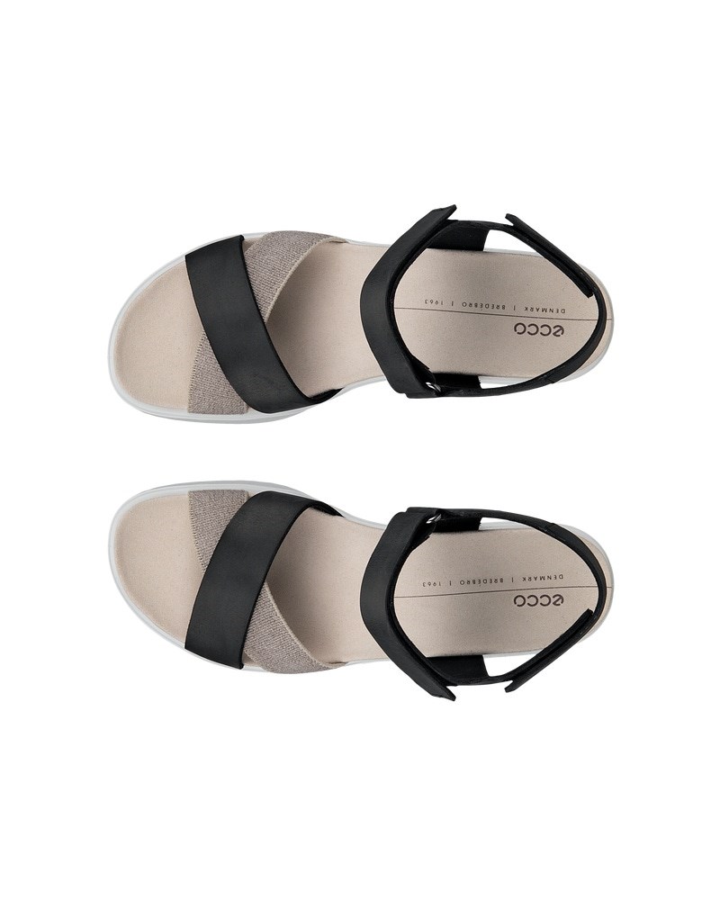 ECCO Flowt Wedge LX Damen Nubukleder Sandale mit Keilabsatz - Schwarz