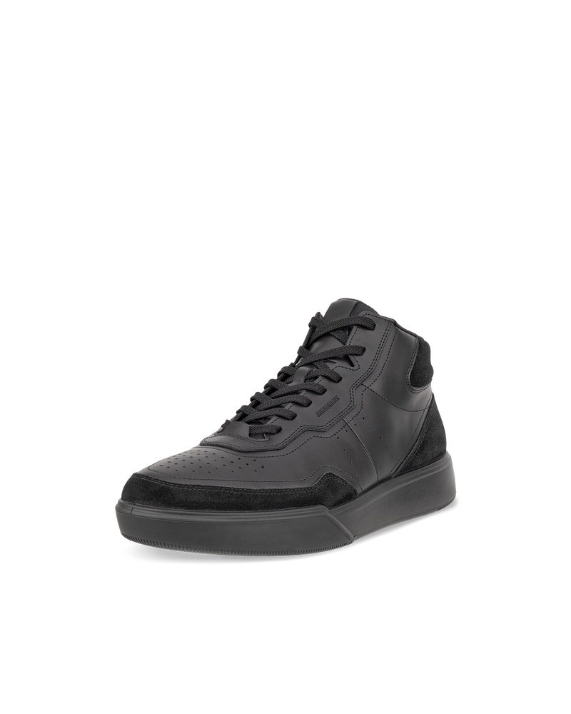 ECCO STREET COURT Herren High Top-Ledersneaker - Schwarz