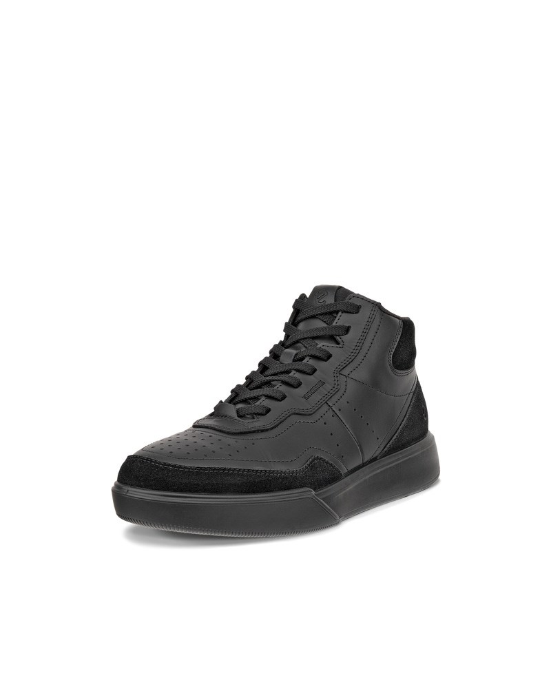 ECCO STREET COURT Damen High Top-Ledersneaker - Schwarz