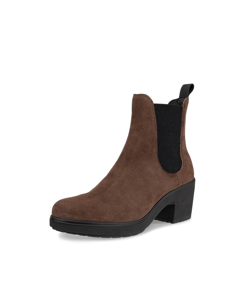 ECCO Metropole Zurich Damen Chelsea Boot aus Veloursleder - Braun