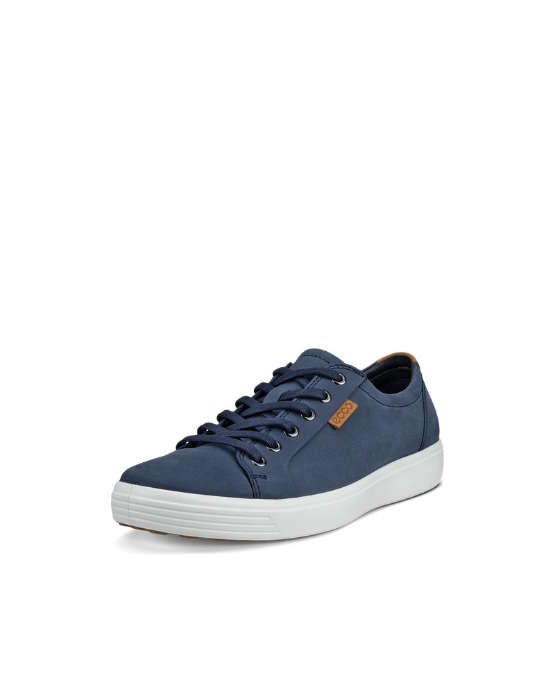 ECCO Soft 7 Herren Sneaker aus Nubukleder - Blau