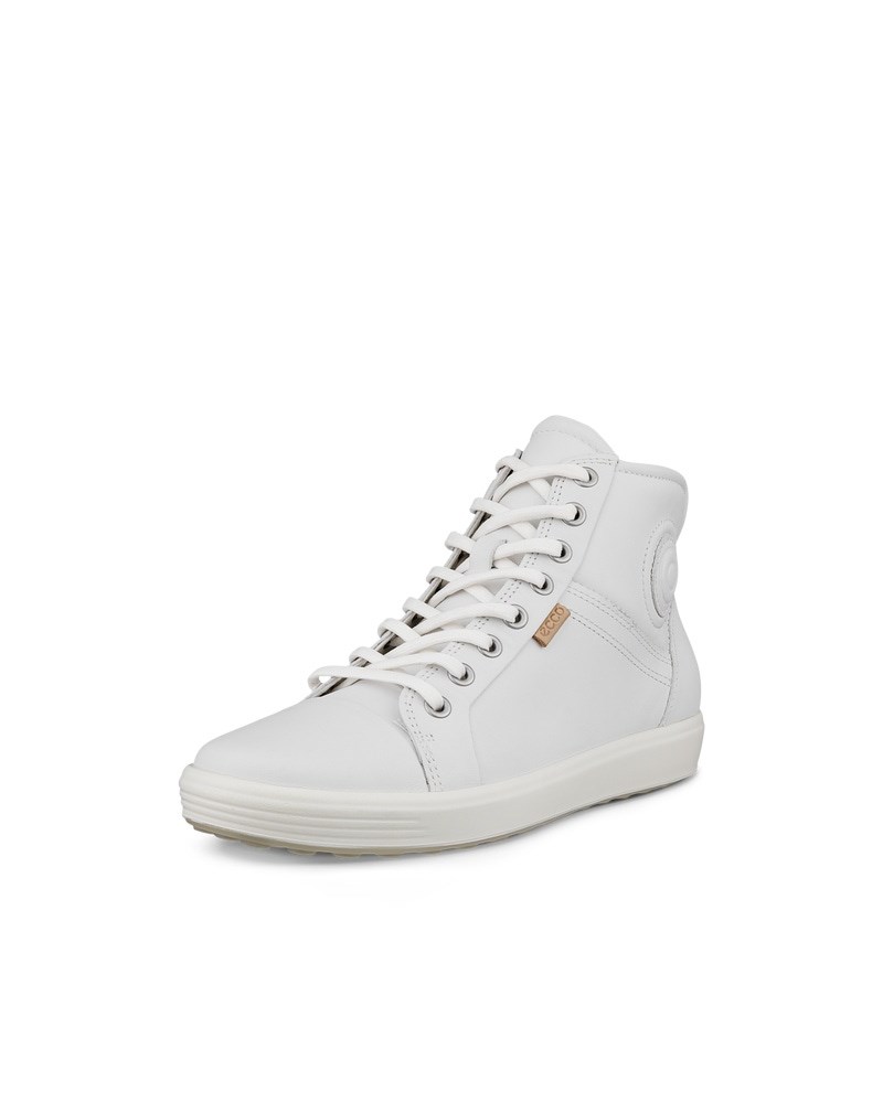 ECCO Soft 7 Damen High-Top Sneaker aus Leder  - Weiß