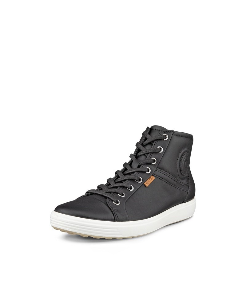 ECCO Soft 7 Damen High-Top Sneaker aus Leder  - Schwarz