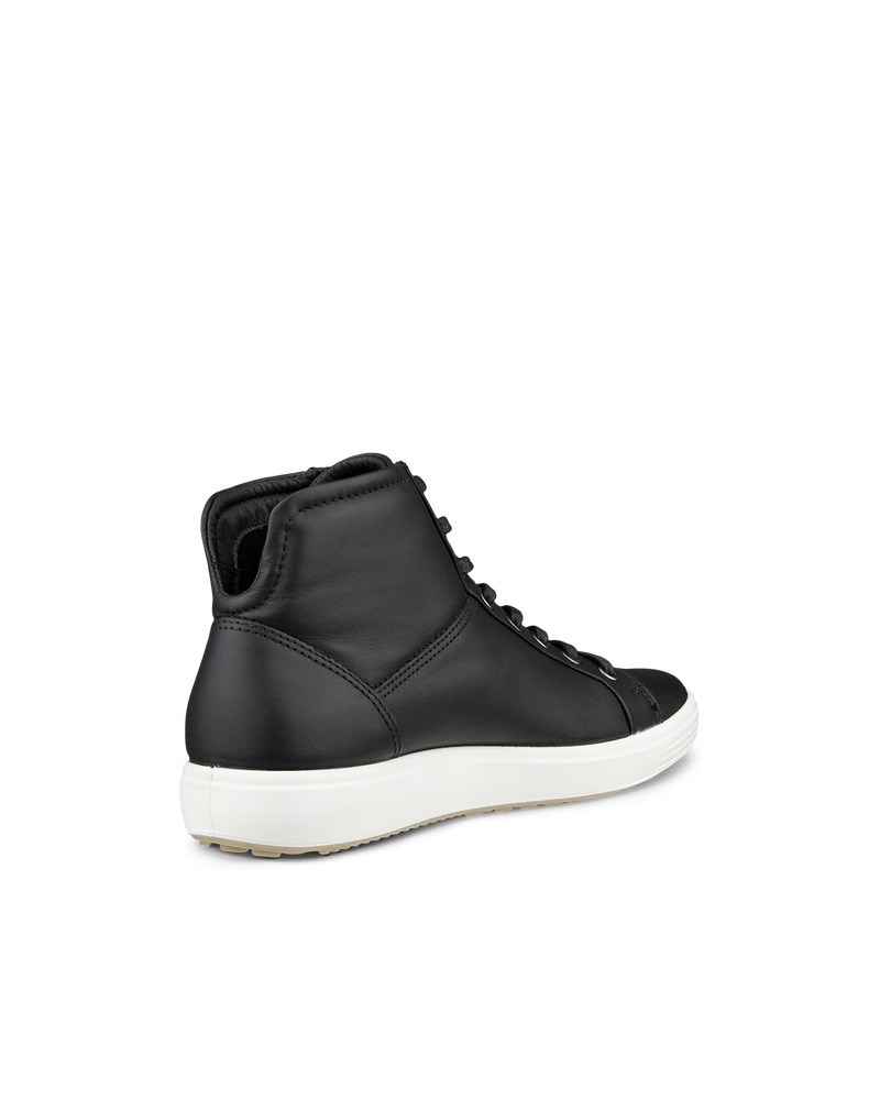 ECCO Soft 7 Damen High-Top Sneaker aus Leder  - Schwarz