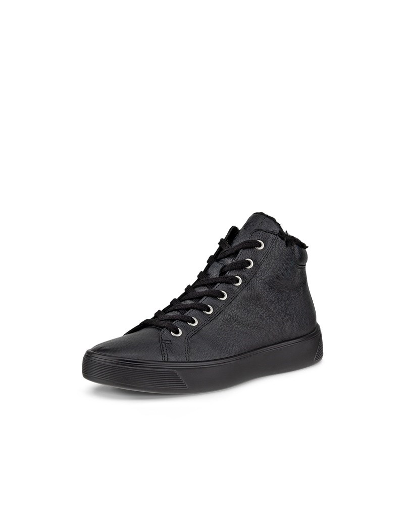 ECCO Street Tray Damen High-Top Sneaker aus Leder  - Schwarz