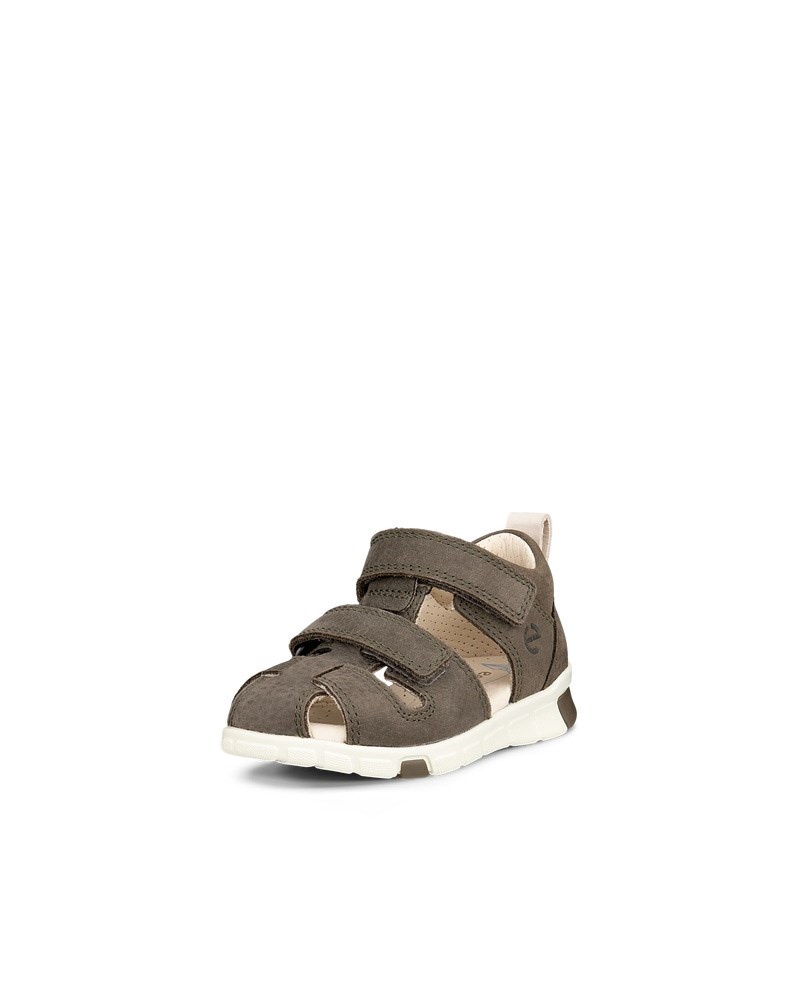 ECCO Mini Stride Kinder Fischersandale aus Nubukleder - Grün