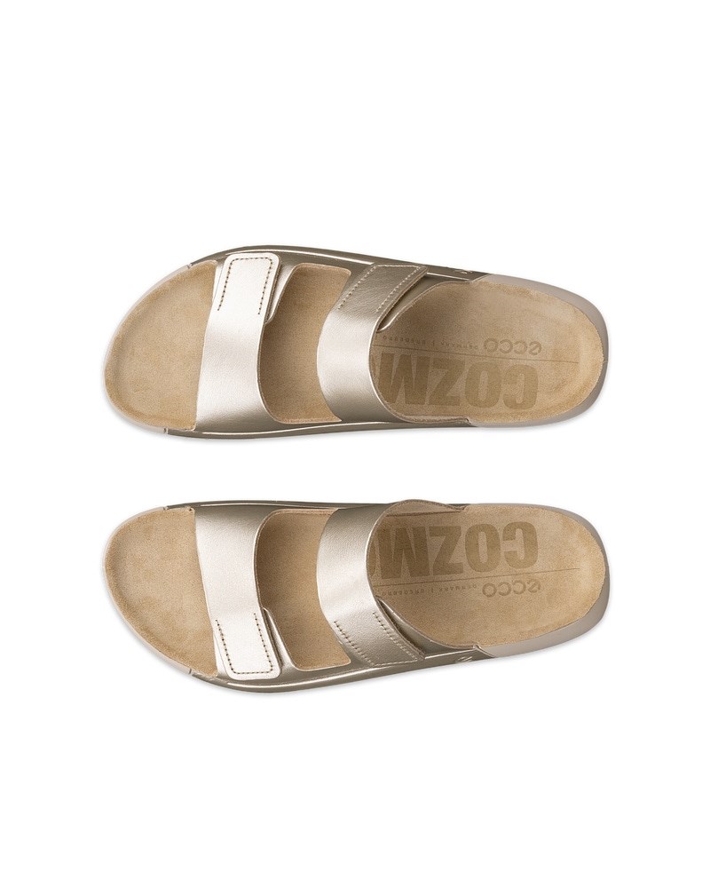 ECCO Cozmo Damen Ledersandale mit zwei Riemen - Gold