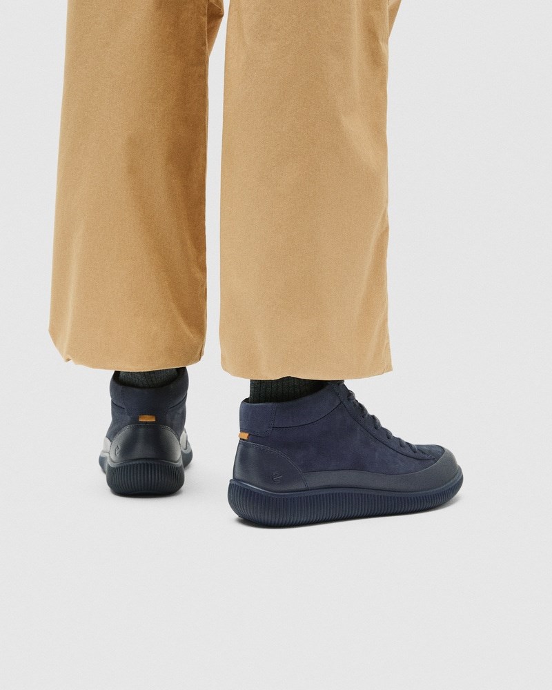 ECCO SOFT ZERO Damen Wasserdichte Halbhoher Stiefel aus Nubukleder - Blau