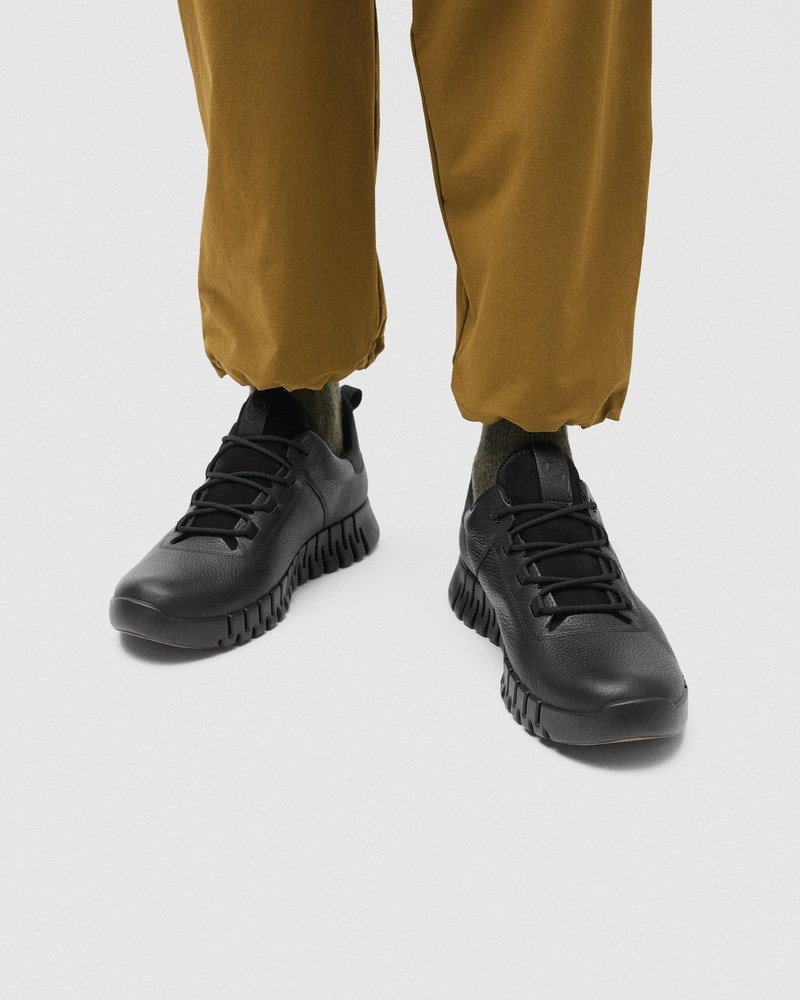 ECCO Gruuv Herren Ledersneaker mit Gore-Tex - Schwarz