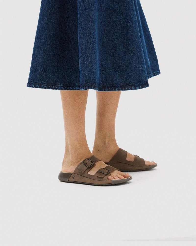 ECCO COZMO Damen Nubuksandale mit zwei Riemen - Braun