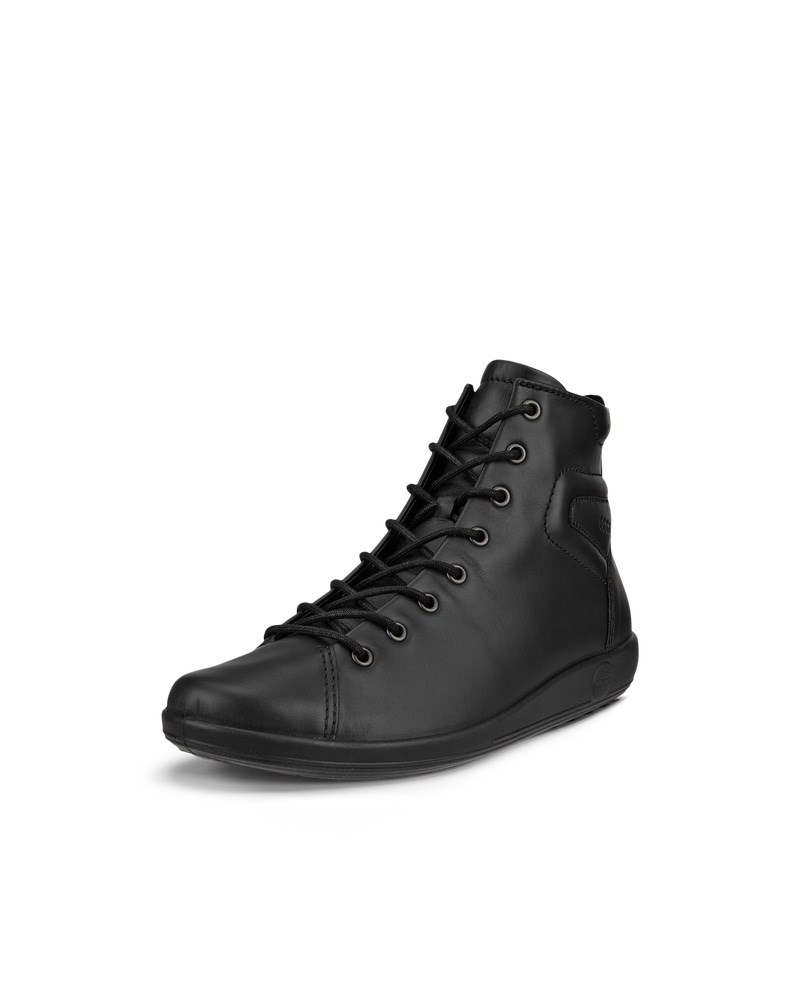 ECCO Soft 2.0 Damen High-Top Sneaker aus Leder - Schwarz