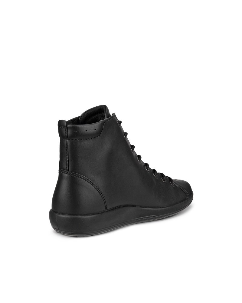 ECCO Soft 2.0 Damen High-Top Sneaker aus Leder - Schwarz
