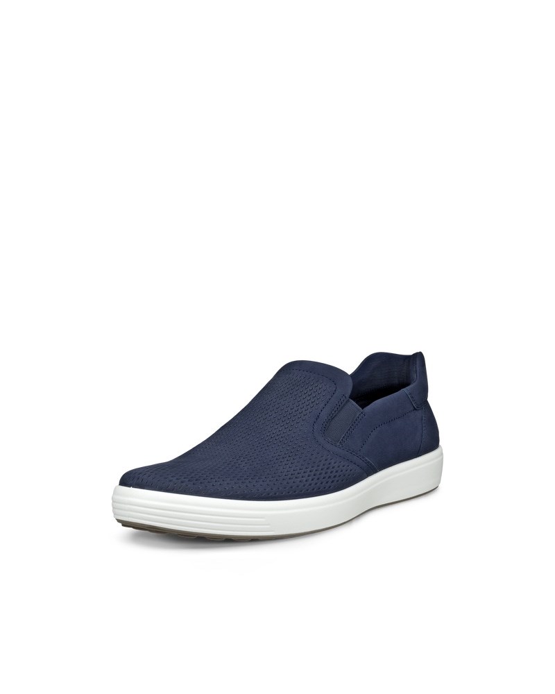 ECCO Soft 7 Herren Sneaker aus Nubukleder - Blau